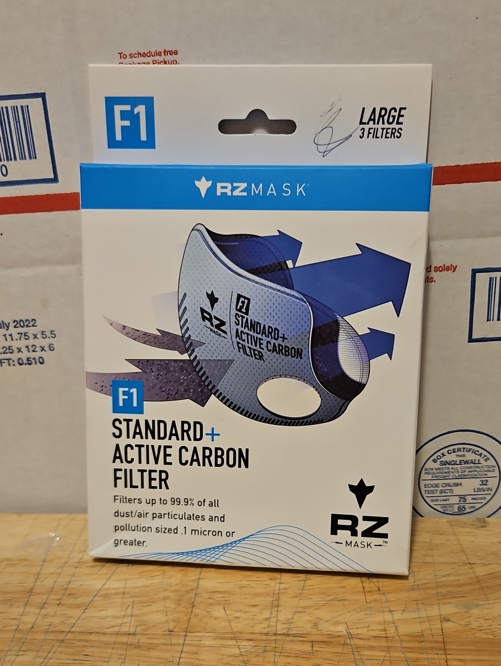 RZ Mask F1 Standard+ Active Carbon Filter - Blue/White